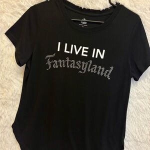 Disney | “I Live In Fantasyland” Rhinestoned Shirt | Medium | WDW | Black 🖤